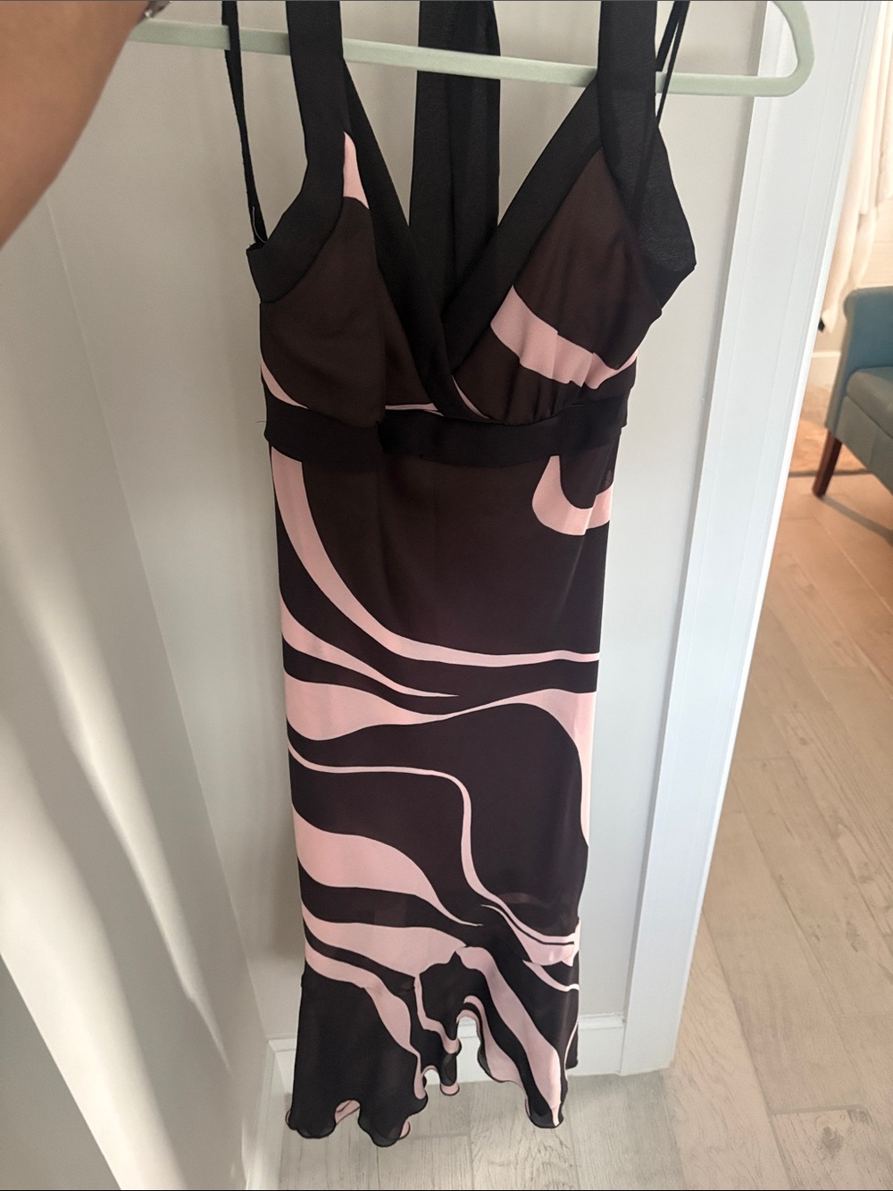 Charlotte Russe Pink and Brown Abstract Maxi Dress